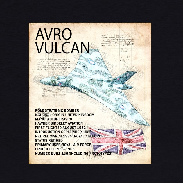 Avro Vulcan Bomber Aircraft Avro Aeroplane RAF Plane Da Vinci by BeesTeez